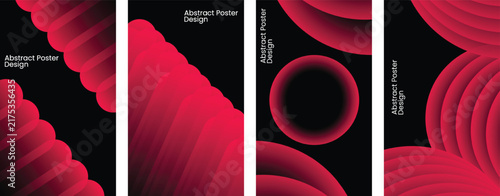 Set of abstract posters with vibrant pink gradient shapes
