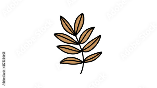 Cute Brown Autumn Leaf Branch Clipart Isolated on Transparent Background PNG