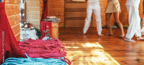 Shibari Ropes and Knots Prepared for Traditional Rope Binding Ceremony.