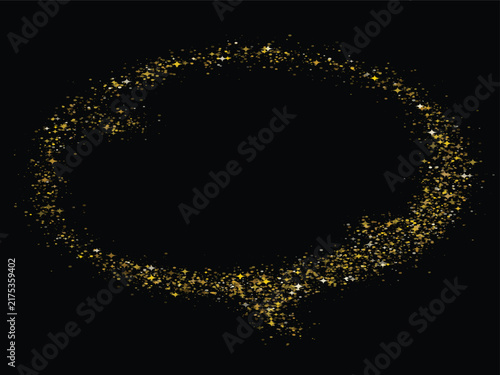 Gold glitter particles forming an oval frame