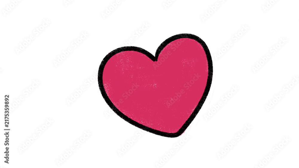 Fototapeta premium Hand Drawn Pink Heart Shape Love Symbol Doodle Illustration Isolated on Transparent Background