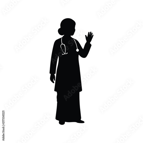 Indian doctor silhouette icon vector flat design.