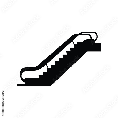Escalator silhouette icon vector flat design.