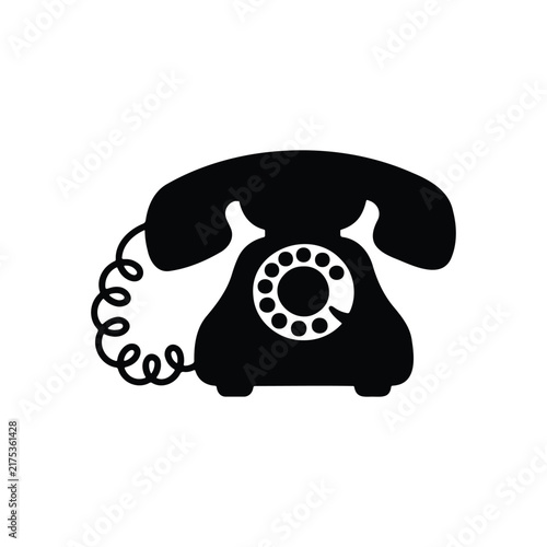 Cartoon telephone silhouette icon vector flat design.