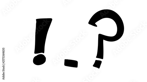 Bild auf Leinwand Black Punctuation Marks Exclamation Question Dash Hand Drawn Transparent PNG Cli