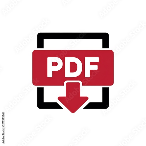 Pdf file download icon in red and black