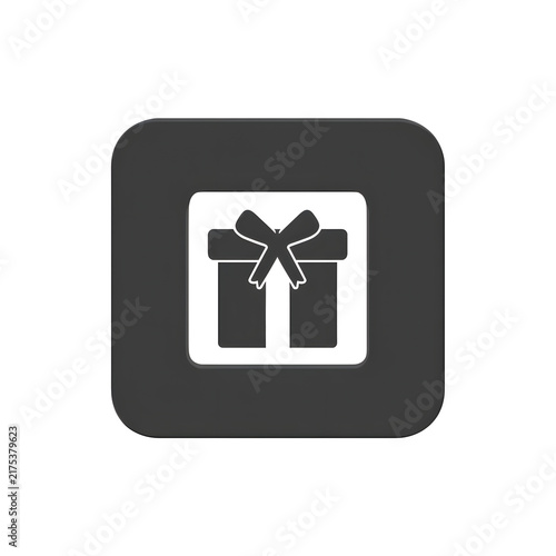 Gift Box Icon on Metal Internet Button Vector Illustration for Online Shopping, E-Commerce, Presents, Gifts, Promotions and Digital Design