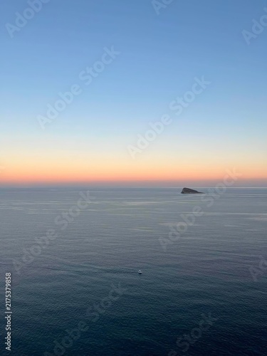 Spanish Coast with Palm Trees and Blue Mediterranean Sea