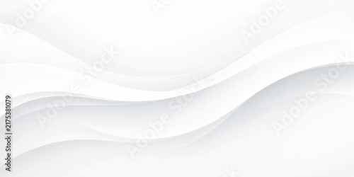 Abstract white flowing wave background with smooth 3d layered curves, subtle gray tones, soft shadows and minimalist paper texture for elegant modern presentation design.