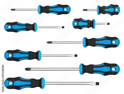 Photography High quality chrome vanadium toolset template with Blue assorted phillips and slotted tips