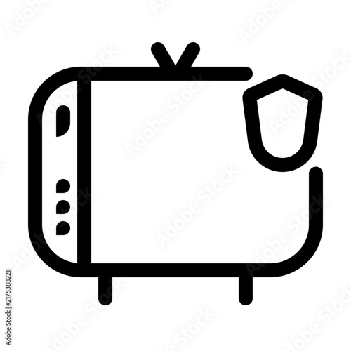 vector icon of a retro tv style with shield icon