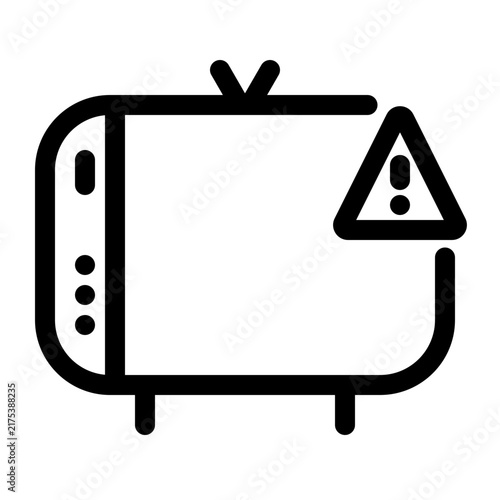 vector icon of a retro tv style with warning sign