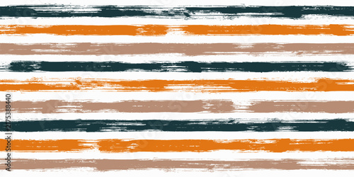 Bold watercolor brush stripes seamless pattern. Ink paintbrush lines horizontal seamless texture for background. Hand drown paint strokes decoration artwork. For print.