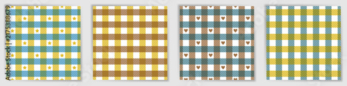 Tattersall check endless pattern set. Modern buffalo checkered tartan plaid t...