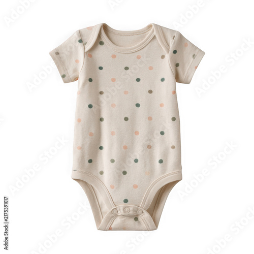 Baby onesie in pastel polka dot pattern