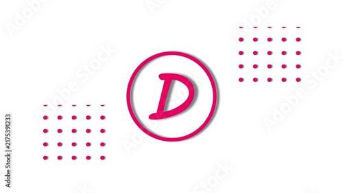 Minimalist pink letter d animation with geometric dot pattern on black background.