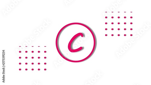Minimalist pink letter c animation with geometric dot pattern on black background.