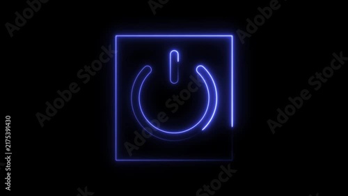 abstract power button icon blue color animation. start turn on off button animation. Beautiful switch power reset button symbol in transparent 
