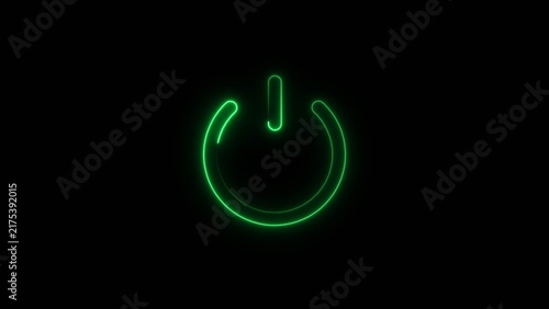 Fotografie abstract power button icon blue color 4k illustration