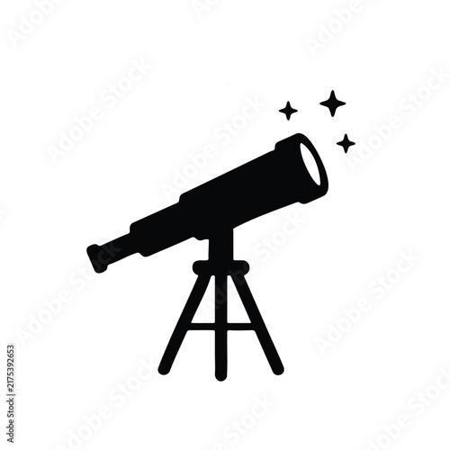 Spyglass astronomy silhouette vector flat illustration design.