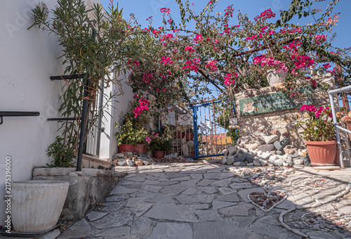 Street views of Kalavasos, a small, charming traditional village located in a valley and  mountains on both sides,  6 km north of Zygi village, Larnaka District, Cyprus  