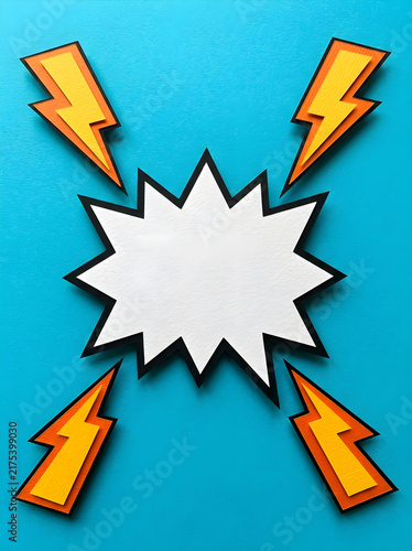 Explosive Announcement Empty Speech Bubble Lightning Bolt Energy Burst