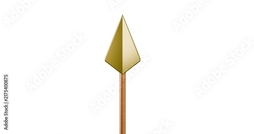 Foto Spear golden metallic sharp pointed upwards in a transparent background