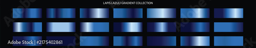 Lapis Lazuli gradient collection with 21 blue metallic swatches, luxury sapphire and navy blue chrome textures, elegant deep blue satin finish vector set for premium branding