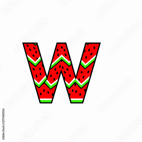 Watermelon Letter W Graphic.