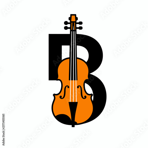 Violin Letter B Logo Design.