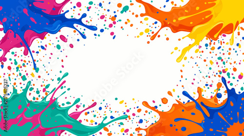 Colorful Abstract Paint Splash Background with White Copy Space