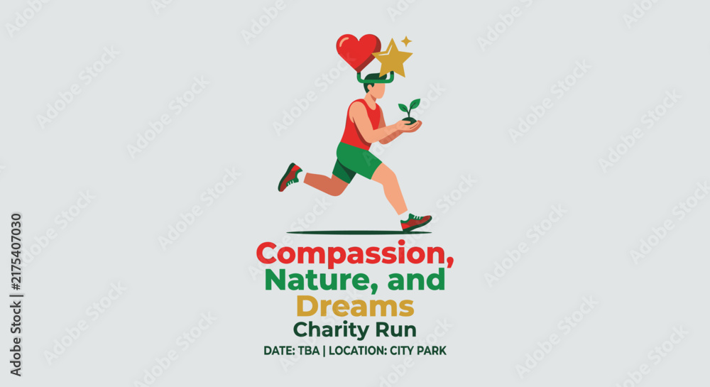 Fototapeta premium Compassion Nature And Dreams Charity Run Event Graphic
