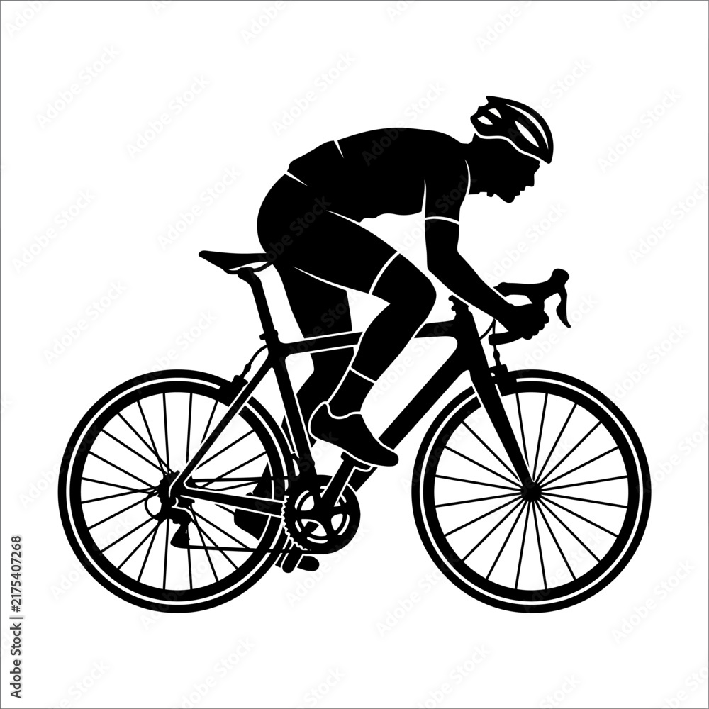 Fototapeta premium Cyclist Silhouette In Motion Cycling Athlete Silhouette Professional Bicycle Racer Graphic