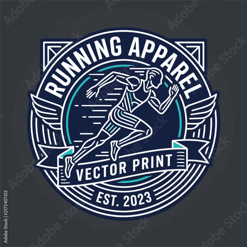Dynamic Running Apparel Logo Vector Print Design