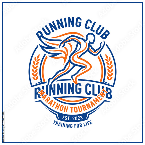 Dynamic Running Club Emblem Celebrating Marathon Tournament Achievements