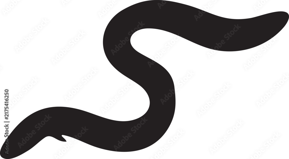 Fototapeta premium Black snake silhouette icon crawling reptile shape vector illustration