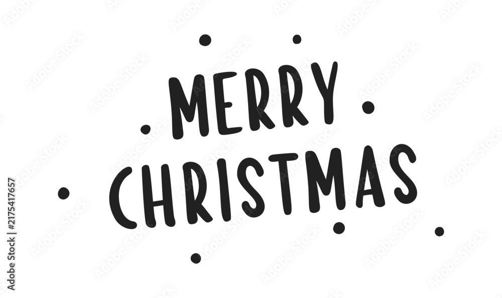 Naklejka premium Christmas Greeting Lettering With Dots Hand Drawn