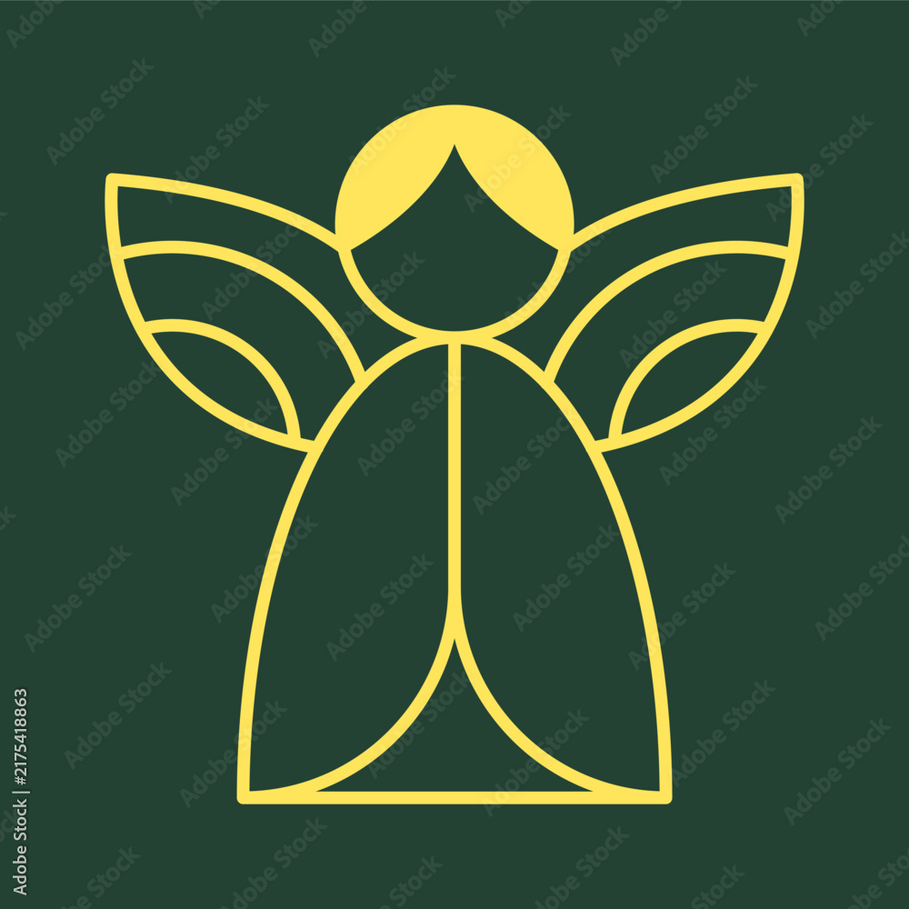 Naklejka premium Angel Heralding Christmas In Art Deco Line