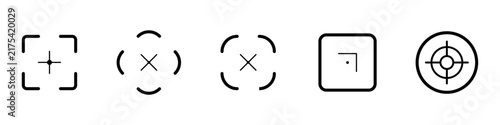 Camera focus icon set, scan viewfinder and target frame collection