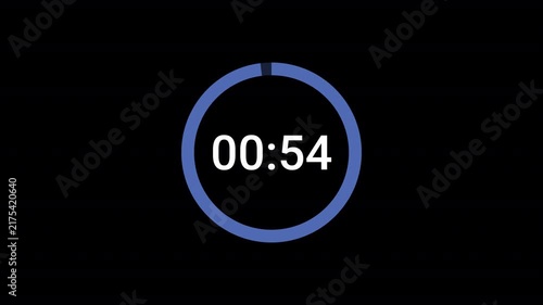 Circle countdown timer One minute animation from 60 to 0 seconds on transparent background with alpha channel, 60 second circle countdown timer, Countdown video
