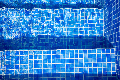 Фотография Water ripples over blue tiles in a swimming pool during daytime