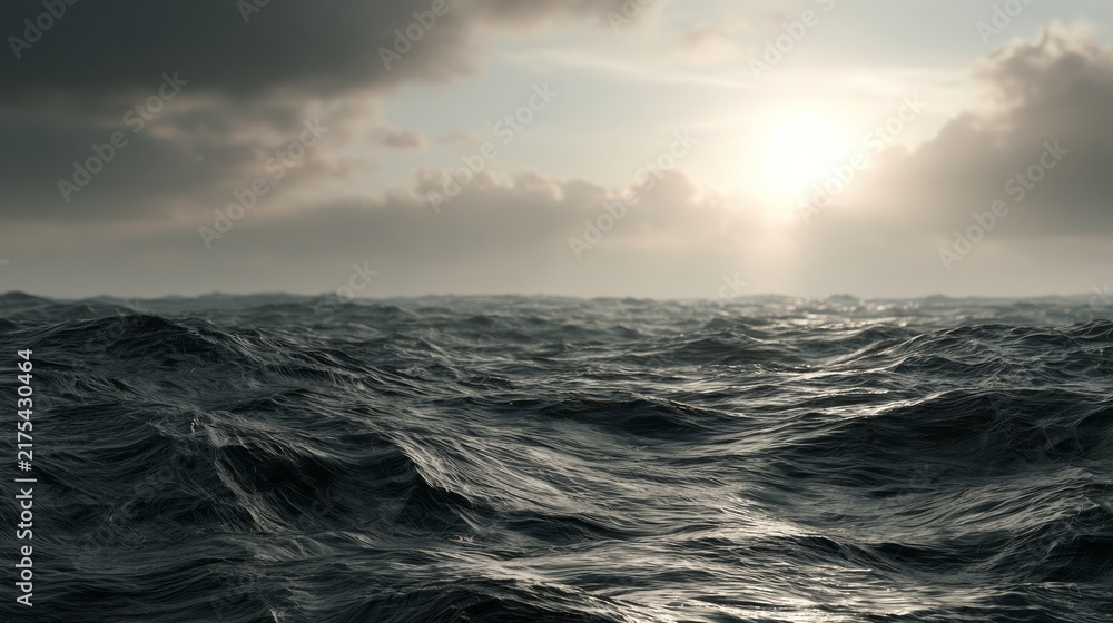 Obraz premium Blog banner concept: Oil spill swirling across ocean water