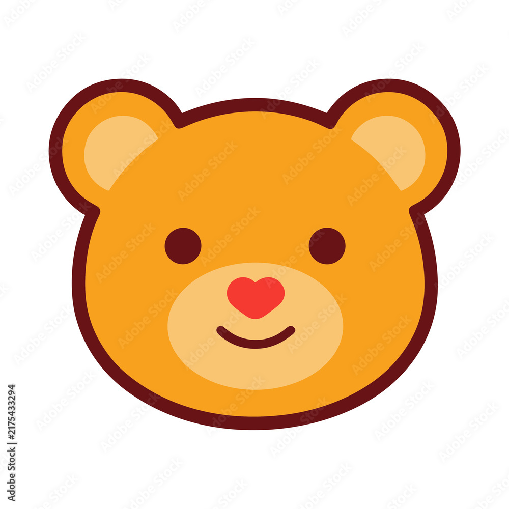 Fototapeta premium Cartoon teddy bear face with heart nose