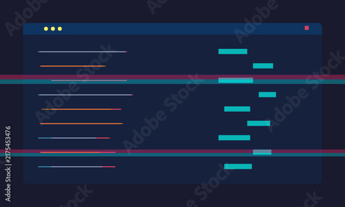 Colorful Source Code Terminal Screen With RGB Split Glitch Technology Vector