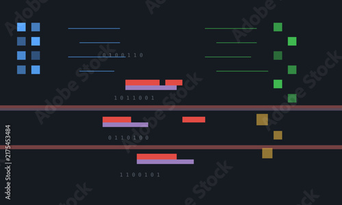 Futuristic Binary Data Flow With Corrupted Code Glitch Pixel Error Effect