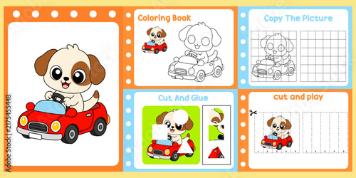 worksheets pack for kids a dog vectors