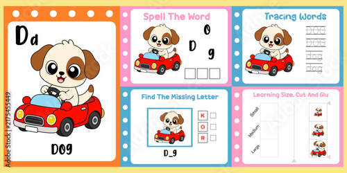 worksheets pack for kids a dog vectors