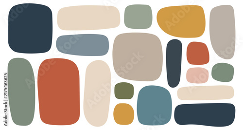 Rectangle irregular organic set with color cute vector shape frame box. Hand drawn rough collage with abstract wavy background. Text rectangle banner with figure graphic shape
