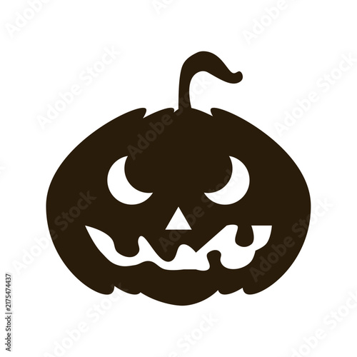 Foto Halloween pumpkin face, Black silhouette jack o lantern emotion vector isolated