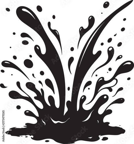 Abstract ink liquid splash graphic black fluid drop illustration for creative digital art design or artistic asset.